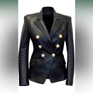 Real Leather Double Breasted Leather Jacket XLarge